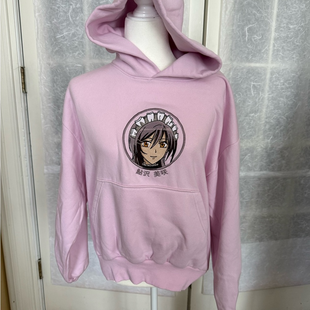 Anime Maid Sama Graphic Hoodie Sweater in Light Pink